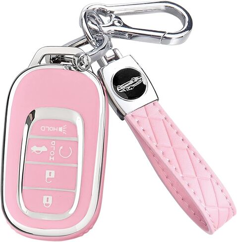 غطاء مفتاح Montague Key Fob لهوندا مع سلسلة مفاتيح، غطاء حافظة مفاتيح TPU ممتاز لـ 2024 2023 2022 Honda Accord، Civic، HR-V، CR-V، واقي مفتاح السيارة الذكية عن بعد Pilot (5 أزرار أرجوانية) in Kuwait