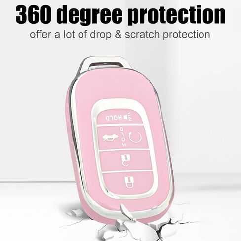 غطاء مفتاح Montague Key Fob لهوندا مع سلسلة مفاتيح، غطاء حافظة مفاتيح TPU ممتاز لـ 2024 2023 2022 Honda Accord، Civic، HR-V، CR-V، واقي مفتاح السيارة الذكية عن بعد Pilot (5 أزرار أرجوانية) in Kuwait