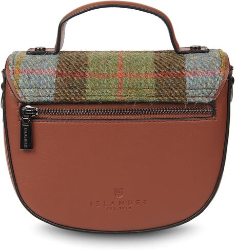 Islander® The Mini Cobble Satchel - Small Ladies Satchel With HARRIS TWEED - Chestnut Blue Tartan, Chestnut Blue Tartan, Mini in Kuwait