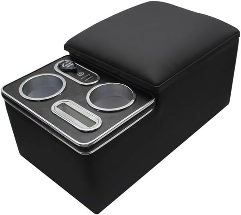 Car Center Console, Universal Rear Bench Seat Consoles, Central Armrest Box Back Seat Storage Box with Cup Holder, Supports Wireless Charging for Mobile Phones Black in Saudi Arabia
