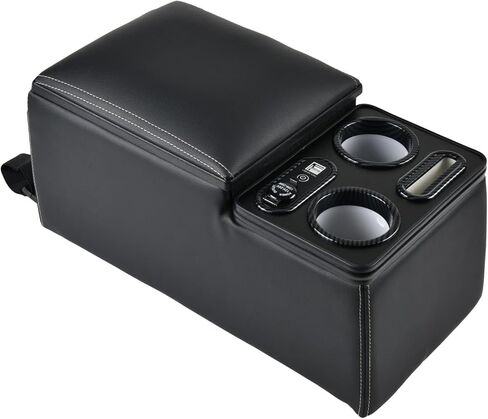 Car Center Console, Universal Rear Bench Seat Consoles, Central Armrest Box Back Seat Storage Box with Cup Holder, Supports Wireless Charging for Mobile Phones Black in Saudi Arabia