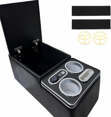 Car Center Console, Universal Rear Bench Seat Consoles, Central Armrest Box Back Seat Storage Box with Cup Holder, Supports Wireless Charging for Mobile Phones Black in Saudi Arabia