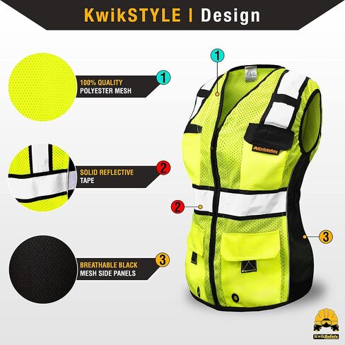 KwikSafety - شارلوت، كارولاينا الشمالية - سترة RoadBOSS الاقتصادية والأمان الممتازة للنساء [SNUG-FIT] الفئة 2 التي تم اختبارها بواسطة ANSI OSHA in Kuwait