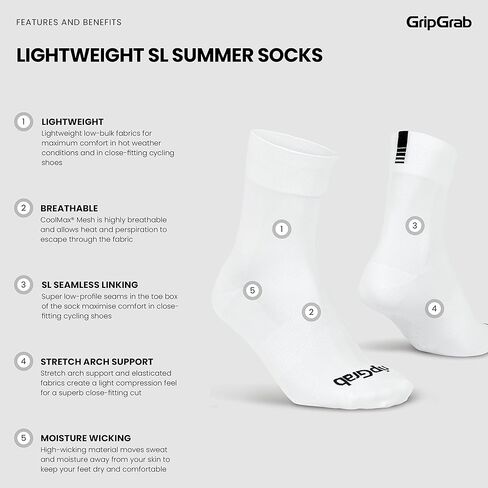 GripGrab Lightweight SL Performance Summer Cycling Socks Eyecatching 2 Lengths Road Mountain Gravel Bike Indoor Cycling Socks in Kuwait