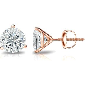 IGI Certified 3/4 to 5 Carat Lab Grown Diamond Round Stud Earrings for Women in 14k Gold or Platinum (D-E Color, VS1-VS2 Clarity, cttw) 3-Prong Martini Set Round Cut Screw Back Studs by Diamond Wish