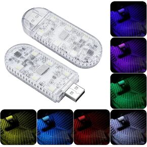 2 Pcs Car Led Interior Lights, Car Ambient Lighting for Footwell USB Rechargeable Wireless Touch Car Light for Boot, Car Doors, Armrest Boxes, Sitting Areas, 7 Colors