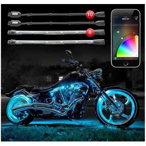 XKGLOW chrome App Control Motorcycle Advanced LED Accent Light Kit - 10 Pods / 8 Strips