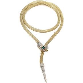 FANZE Halloween Snake Necklace Adjustable Waist Belt Chain for Women, Rhinestone Crystal Punk Costume Medusa Snake Accessories, Chunky Statement Necklace Multi-Purpose Decorative Halloween Jewelry