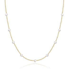 القلائد الذهبية من KissYan للنساء، قلادة من الذهب الأبيض عيار 14 قيراطًا فضية أنيقة ومرصعة بالماس زركونيا مكعبة من اللؤلؤ والقمر والنجوم سلسلة قابلة للتعديل عصرية وبسيطة هدايا مجوهرات متألقة للفتيات in Kuwait