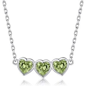 Heart Birthstone Choker Necklace for Women - 925 Sterling Silver Cute Short Necklace for Lady - Birthday Thanksgiving Day Christmas Valentine's Day Gifts Jewelry