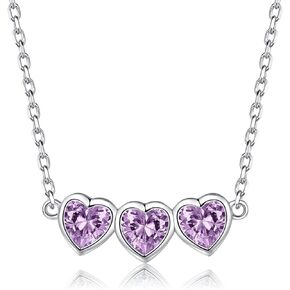 Heart Birthstone Choker Necklace for Women - 925 Sterling Silver Cute Short Necklace for Lady - Birthday Thanksgiving Day Christmas Valentine's Day Gifts Jewelry in Kuwait