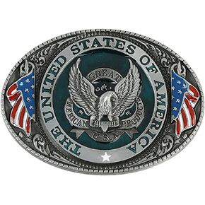 The United State of American Flag Belt Buckle Patriotic Eagle Western Cowboy Buckles for 4th of July Party Halloween Thanksgiving Day Gifts