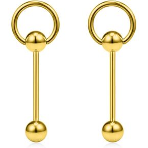 Ruifan 14G 3/4Inch Surgical Steel Door Knocker Straight Barbell Nipple Tongue Earring Ring Piercing 2-6PCS in Saudi Arabia