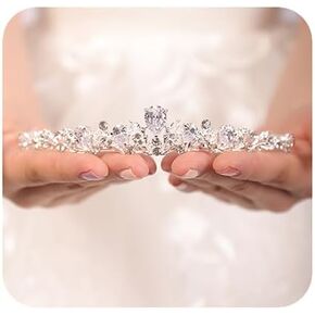 JWICOS Silver Crystal Queen Tiara and Crown for Women and Girls Fairytale Rhinestones Wedding Hair Accessories for Brides