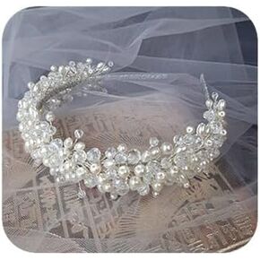 JWICOS Shining Wide Headbands Vintage Head Wrap with Faux Pearl Beaded Hair Accessories Great Gifts for Women and Brides