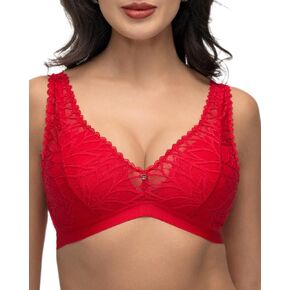 UCA Lace Bralette for Women, Wireless Bra with Soft Padding, Adjustable Strap, Plunge Sexy & Comfort Bralette