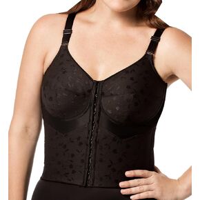 Elila Women's Plus Size Jacquard Front-Close Wireless Longline Posture Bra