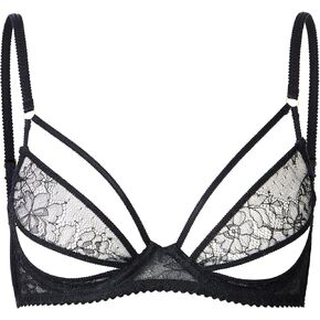 Faye Sexy Lace Bra - Black Lace Bra, Designer Unlined Underwire, Romantic Balconette Bras for Women