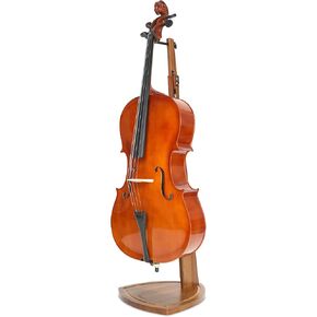 Musbeat Cello Stand, Wooden Cello Stand with Bow Holder, Handcrafted Wood Floor Stand for Cello Display, Mahogany Wood Cello Stand for 4/4 Full-Size Cello, Stand for 1/2, 1/4, 3/4, 1/8, 7/8 Cello