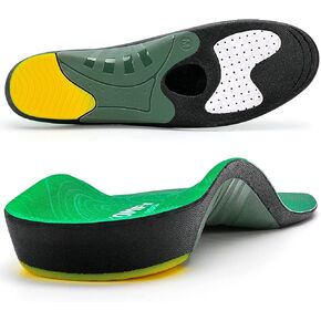 (210+lbs) Walkomfy Heavy Duty Support Plantar Fasciitis Insoles Arch Support Orthotic Inserts for Big & Tall Men Women, Flat Feet Heel Pain Relief Orthotics,Work Boots Gel Shoe Insoles,Green