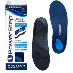 PowerStep ProTech Full Length High Orthotic Insoles - Medical Grade Pain Relief Orthotic Inserts with High Arch Support - Maximum Cushioning for Supination + Plantar Fasciitis (M 5-5.5 W 7-7.5)