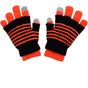 Motique Accessories Knit Fingerless and Regular Touchscreen Ladies Gloves Neon Stripes - 2 in 1 in Kuwait