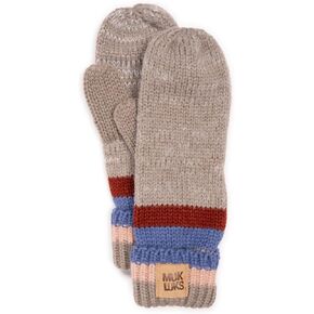 MUK LUKS Women's Eyelash Mixed Ribbed Mitten, Brown, OS