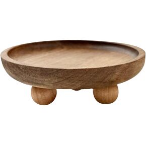 Small Wooden Riser Wooden Pedestal for Display Tray Display Riser for Entry Table Farmhouse Kitchen Tabletop Centerpieces , Round 12.9x4cm