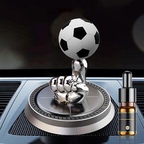 AGLOO Solar Powered Rotating Soccer Ball Car Air Freshener - Aromatic Diffuser, Vehicle Decoration Essential Oil Diffuser - Gift for Football Fanatics and Drivers