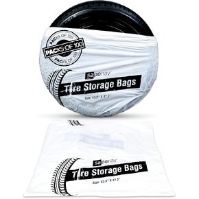 Tire Storage Bags 100 Piece, 47.2 x 27.5 Inch, Double Layer Heavy Duty Polyethylene Bags for Tire Shops, Summer and Winter Tire Cover Bag for Cars Jeeps and SUVs