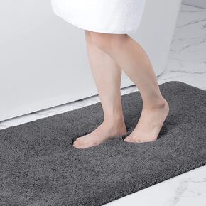 Buganda Bathroom Rug Mat, Shaggy Soft and Absorbent Bath Rug, Non Slip, Thick Plush Machine Washable Bath Mat for Bathroom, Shower, and Tub (24 x 16, Grey)