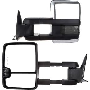 مرايا السحب SCITOO متوافقة مع 1988-1998 لسيارة Chevy Silverado لـ GMC Sierra 1500 2500 3500 مرايا شاحنة صغيرة ضبط الطاقة بدون تسخين LED عرض إشارة الانعطاف ضوء مرايا سحب الكروم LH RH