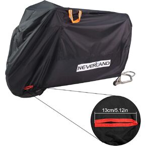 Motorcycle Covers, Heavy Duty 210D Waterproof UV Protective Tear Proof Motorbike Cover with Safety Cloth Lock Holes Design, All Weather Outdoor Protection (L Fits up to 87")