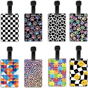 8Pcs,Color Pattern Series,Cute Unique PVC Luggage Tags for Suitcases Luggage, Name ID Tag Card, Travel Bag Suitcase Tag Hangtag Suitable for Men Women School Bags Handbags Backpacks