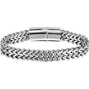 Bracelets for Men Stainless Steel Bracelet 6.5 mm Width Franco Chain Fashion Cool Link Chain Bracelet for Father Son Friend - Silver Black