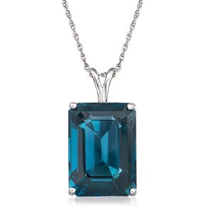 Ross-Simons 14.00 Carat London Blue Topaz Pendant Necklace in Sterling Silver. 18 inches