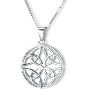 FANZE Women's 925 Sterling Silver Irish Celtic Knot Triquetra Trinity Knot Timeless Geometric Pendant Necklace