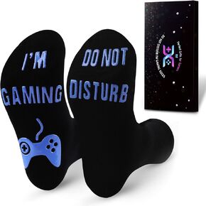 QAPIZM Do Not Disturb Gaming Socks, Gamer Socks Funny Gifts for Teenage Boys Mens Father Dad Husband Sons Kids Game Lovers