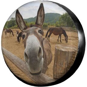Funny Donkey Spare Tire Cover Dust-Proof Wheel Tire Cover Fit Trailer, RV, SUV and Many Vehicle (14, 15, 16, 17 Inch)