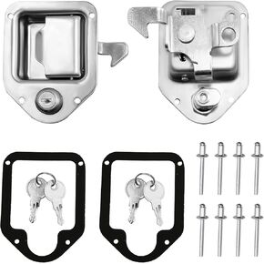2Pcs Truck Tool Box Latch Stainless Steel Paddle Latches Tool Box Latch T Handle Latches with Gasket and Keys for Electrical Cabinet Toolbox Power Distribution Cabinets UTV ATV RV UWS