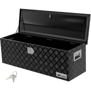 Nilight 44 Inch Truck Tool Box Heavy Duty Aluminum Stripes Plated Pick Up Truck Bed Toolboxes 44"x15"x15" Waterproof Storage Organizer for Bed of Truck RV Trailer with Side Handle Lock Keys, Black