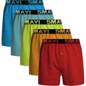 5Mayi Men's Cotton Knitting Boxer Shorts Colorful Mens Boxers Underwear for Men Pack S M L XL XXL