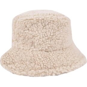 ChezAbbey Faux Fur Bucket Hat, Fuzzy Furry Winter Warm Fisherman Cap, Fluffy Teddy Sherpa Clothe Hats for Women Men Girls