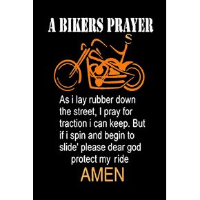 Metal Tin Sign Vintage Chic Art Decoration a Bikers Prayer & Motorcycle for Home Bar Cafe Farm Store Garage or Club 12" X 8"