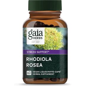 Gaia Herbs Rhodiola Rosea - Stress Support Supplement Traditionally for Supporting Healthy Stamina and Endurance - with Siberian Rhodiola Root Extract - 60 Vegan Liquid Phyto-Capsules (30-Day Supply)