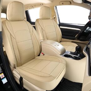 GXT Custom Fit Toyota Highlander Seat Covers, 3 Rows Waterproof Leather Car Seat Covers, Car Seat Cushion Fit for 2014-2019 Toyota Highlander(Beige)