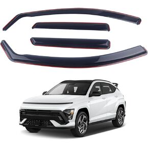 حاجب النافذة ذو اللون الأسود الدخاني داخل القناة، واقيات المطر المتوافقة مع مجموعة هيونداي كونا 2024-2025 المكونة من 4 قطع in Kuwait