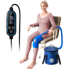 Cold Therapy Machine, Ice Machine for Knee Care After-Surgery, Knee Replacement Recovery Equipment Aids Pack, Cryotherapy System w/Compression Wrap Pad for Shoulder, Ankle, Foot, ACL Relief