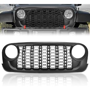 شواية أمامية متوافقة مع شبكة Jeep Gladiator 2018-2025 Wrangler JL 2024 بدون كاميرا أمامية أو قفل غطاء المحرك