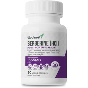 Berberine (HCI) 500mg - All Natural Ingredients - Ceylon Cinnamon, Turmeric, Alpha Lipoic Acid, Bitter Gourd, Milk Thistle - Non-GMO, Gluten Free, 60 Vegan Capsules.